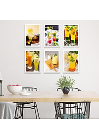 Tranh Bộ Treo Tường Trang Trí Quán Cafe, Nước Ép Sinh Tố, Đá Xay Cực Đẹp Tặng Kèm bộ ảnh như hình mẫu, đinh treo tranh và sơ đồ treo PGC302