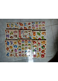 Đồ Chơi Trẻ Em - Đồ Chơi Xếp Hình - Combo 4 Bảng Núm Gỗ Cho Bé