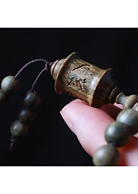 VÒNG CHUỖI 108 HẠT GỖ ĐÀN HƯƠNG XANH 8mm PHỐI KINH LUÂN KHẮC LỤC TỰ OM MANI