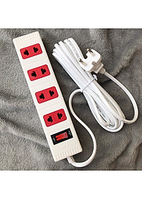 Ổ cắm Điện Quang ECO ĐQ ESK 2WR 42 ECO (4 lỗ 2 chấu, dây dài 2m, màu trắng đỏ)