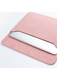 BAO DA, CẶP DA, TÚI DA CHỐNG SỐC CHO MACBOOK, SURFACE PRO, LAPTOP MÀU HỒNG - TẶNG KÈM VÍ ĐỰNG SẠC/ CHUỘT