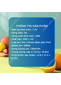 Máy vắt cam tự động, máy ép cam, máy ép hoa quả đa năng nhỏ gọn dung tích lớn, pin sạc không dây tiện lợi di chuyển - Hàng chính hãng - VinBuy
