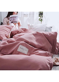 Bộ Chăn Ga Gối Cotton Tici Đơn Sắc LIDACO - Hồng Phấn
