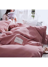 Bộ Chăn Ga Gối Cotton Tici Đơn Sắc LIDACO - Hồng Phấn