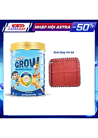 Sữa Nuvi GROW 4 900g (2 tuổi trở lên) của Nutifood, phát triển chiều cao tối ưu cho trẻ. Tặng khăn mặt cotton mềm min