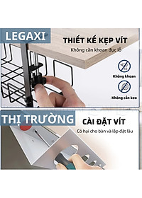 Khay đỡ ổ điện dây điện gắn dưới bàn kệ bằng kim loại thép không cần đục lỗ 40x16x15cm Legaxi