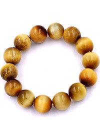 Chuỗi đá đeo tay đá mắt hổ vàng 14 ly - Vòng chuỗi đeo tay đá phong thủy 