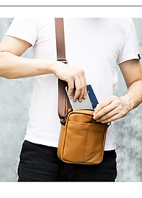 Túi đeo chéo nam DA BÒ THẬT phong cách mới  - BEE GEE DCN9214