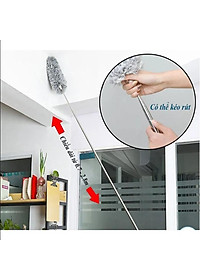 Chổi Lông Quét Trần Nhà Quét Bụi Mạng Nhện Trên Cao Uấn Dẻo Đồ Dài Co Giãn Lên Đến 2,8m Cán Inox Xoay 360