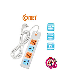 Ổ Cắm Điện Nối Dài COMET CES10405 Dây Dài 5M, 4 Lỗ 3 Chấu, Chất Liệu Nhựa Pp Chống Cháy, Có Cầu Chì Bảo Vệ