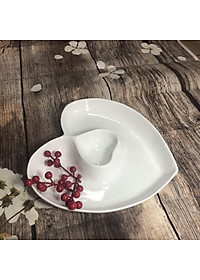 Đĩa tim sứ trắng Bát Tràng (hàng đẹp)