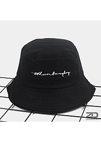 Nón bucket, mũ tai bèo nam nữ vành tròn Hàn Quốc thêu chữ ký, vải cotton cao cấp