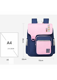 Ba lô học sinh cấp 1&2 siêu nhẹ chống gù chống nước cao cấp phong cách châu âu - HS1037A