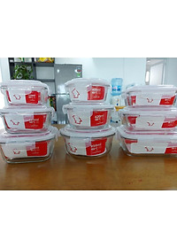 Bộ 5 hộp thủy tinh hộp đựng cơm trữ thức ăn thực phẩm trong tủ lạnh chịu nhiệt COBA'COOK 400ml- CCR45