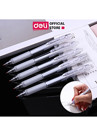 Bút Bi Nước Mực Gel Bấm Ngòi 0.5mm Deli - Thiết Kế Vỏ Trong Suốt Phù Hợp Văn Phòng Sinh Viên Học Sinh Ghi Chép Sổ Tay - A057B
