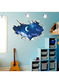 Decal dán tường Mẫu Gia Đình Nai dưới ánh trăng ,có sẵn keo chỉ cần bóc dán