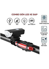 Bộ đèn pha led và đèn hậu cho xe đạp sạc usb tiện lợi, dễ sử dụng