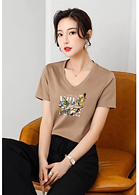 Áo thun nữ form rộng cổ tim MXM in chữ Wild Free thun cotton 4 chiều từ 45-60kg ( ANU094 )