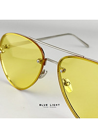 Kính Mát, Kính Râm Nam Nữ, Mắt Phi Công Gọng Khoan Càng Kim Loại Vàng, Xanh Ngọc, Nâu Trà, Mắt Phẳng Hàn Quốc, Tặng Hộp Khăn Và Phụ Kiện - BLUE LIGHT