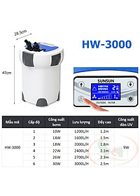 Lọc thùng Sunsun Frequency HW ZW 3000, 5000 tích hợp UV bơm điện tử chỉnh dòng