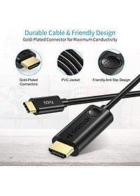 Dây cáp chuyển đổi cổng PD Type-C ra cổng HDMI chuẩn 4K dài 180cm hiệu CHOETECH CH009 cho điện thoại Macbook (Tốc độ ổn định 10Gbps@60Hz, Video chất lượng độ phân giải cao 4K) - Hàng chính hãng
