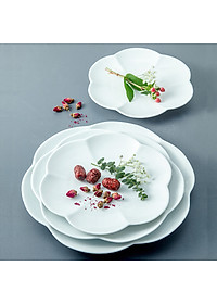 Đĩa hoa đào màu trắng cao cấp Sứ Long Phương