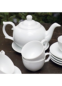 Bộ ấm bầu 2 mới trắng sứ Long Phương cao cấp dung tích 500ml