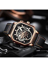 Đồng hồ nam dây da DIZIZID chính hãng mặt vuông cá tính, Chạy full 6 kim và lịch ngày, Kim dạ quang cao cấp, Chống nước cực tốt, Tặng kèm pin dự phòng DZBD79