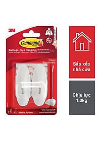 Móc dán tường đầu kim loại Command 3M vỉ 2 cái cỡ vừa chịu lực 1.3kg - Độ bền cao, bám cực chắc, tháo cực dễ 17068