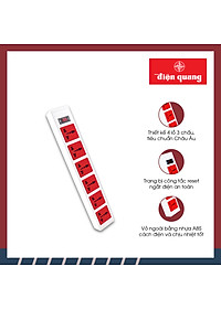 Ổ Cắm 6 Lỗ 3 Chấu Dây 2 Mét Điện Quang ĐQ ESK 2WR 63ECO - Trắng Đỏ