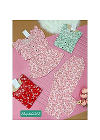 Đồ bộ nữ, đồ ngủ mặc nhà lửng 9 tấc vải lụa mango BL 49 họa tiết hoa nhí dễ thương size 47-65kg.