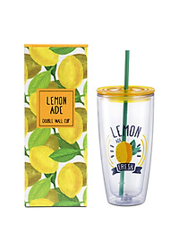 Ly nhựa 2 lớp Lock&Lock HAP507 750ml - Hàng chính hãng, có ống hút, có nắp đậy - Tặng kèm cọ rửa