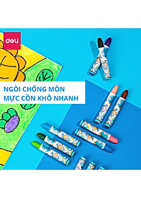 Hộp Bút Màu Tô Vẽ Tranh Cho Bé Đầy Đủ Các Dạng Màu Deli - Kèm Sticker Khay Pha Màu Tẩy Bút Chì Gọt Bút Đi Nét Tranh Tô Màu - Quà Tặng Cho Bé 