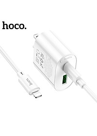 Bộ Sạc Nhanh Cho Iphone PD20W Hoco C80/C80A/C109 2 cổng Usb và Type-C kèm dây sạc Type-C sang iPhone 1M Sạc 0-50% Pin trong 30 phút - Hàng chính hãng