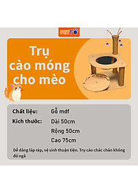 Trụ cào móng cho mèo bằng gỗ kèm lồng kính xinh xắn CT044