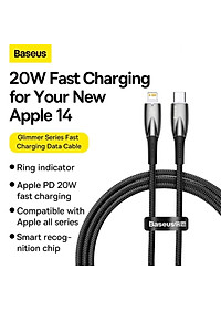 Cáp Sạc Nhanh Cho iPhone 14 Series Baseus Glimmer Series Fast Charging Data Cable Type-C to iP 20W Hàng Chính Hãng