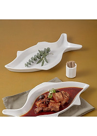 Đĩa cá hai vây sứ cao cấp Long Phương - Đĩa đựng đồ ăn hình cá