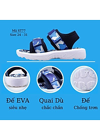 Dép quai hậu xăng đan cao cấp cho bé trai 2, 3, 4, 5, 6 tuổi quai dán thời trang siêu nhẹ chống trơn trượt phù hợp cho trẻ em đi học đi biển phong cách Hàn Quốc ST77