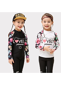 Đồ Bơi Bé Gái Tay Dài Quần Dài Họa Tiết Lovely Và Hoa Xinh BB038 MayHomes Long Sleeves And Long Pants Kid's Swimwear With UPF 50 Sun Protection