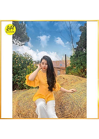 Bộ Đi Lễ Chùa - Đồ Lam Nữ Đi Chùa Đẹp Cao Cấp Trang Nhã Vải Lụa Tay Xòe 2021 Dành Cho Phật Tử Mới - AL003