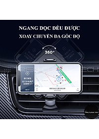 Giá Đỡ Điện Thoại Xe Hơi Ô Tô Hợp Kim Nhôm - Nút Ấn Thông Minh - Tư Do Xoay Chuyển 360 Độ - Kẹp Cánh Thông Gió Điều Hòa Hoặc Dùng Đế Hit Kèm Theo - Mini Nhỏ Gọn Tiện Lợi - Triều Cường Tech - Hàng Chính Hãng 