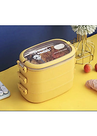 Hộp Cơm Văn Phòng Giữ Nhiệt  2 Lớp 2 Tầng Tiện Lợi Kèm Hộp Đựng Canh Soup và Bộ Đũa Thìa INOX – Chất Liệu INOX304An Toàn Cho Sức Khỏe – Hàng Chính Hãng MINIIN- Tặng Túi Đựng Cơm