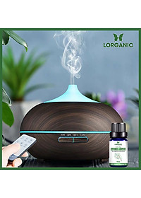 Combo máy khuếch tán, máy xông tinh dầu Lorganic Bí Ngô + tinh dầu bạch đàn chanh Lorganic (10ml) Thích hợp xông phòng 15-40m2