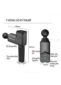 Máy (súng) massage cầm tay giảm đau cơ bắp căng cơ Booster T - 126W, 6 đầu