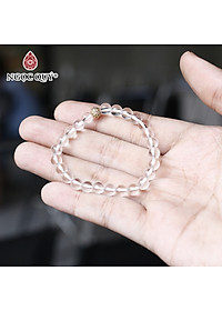 Vòng tay đá thạch anh trắng phối charm hợp kim đính đá size hạt 6mm mệnh thủy, kim - Ngọc Quý Gemstones