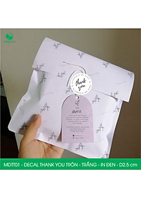 MDTT01 - D2.5cm - 500 Sticker Thank you, decal Thank you tròn dán hộp carton, tem cám ơn, nhãn dán cảm ơn trang trí gói hàng