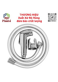 Vòi Xịt Bồn Cầu Vệ Sinh Phòng Tắm Pimisi PVX-206 Chịu Áp Lực Nước Lớn Như Chung Cư, Nhà Cao Tầng Hay Máy Tăng Áp Mạ Màu Inox, Với Tay Xịt Toilet WC Chìm Chống Gãy - Bể - Vỡ Và Dây Nhựa Dẻo Cao Cấp - Mềm - Trơn Bề Mặt | Hàng Chính Hãng
