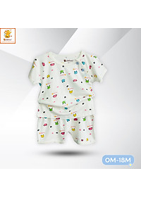 Bộ sơ sinh cài giữa cotton tay ngắn cho bé trai bé gái BB143