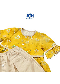 Bộ quần áo ngắn họa tiết Hoa Gạo Sữa vàng kem cotton boi - AICDBGKYAMQM - AIN Closet