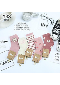 Tất cho bé gái 4 - 12 tuổi màu hồng thun co giãn thoáng khí vớ cổ cao dài cute dễ thương phù hợp trẻ em học sinh nữ TA23